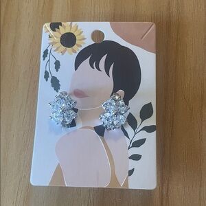 925  Silver Crystal Floral Hoop Earrings